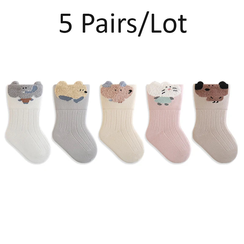 3/5 Pairs Cartoon Newborn Socks Children'S Socks Spring And Autumn Cute Boy Girls Kids Toddler Socks Baby Accessories