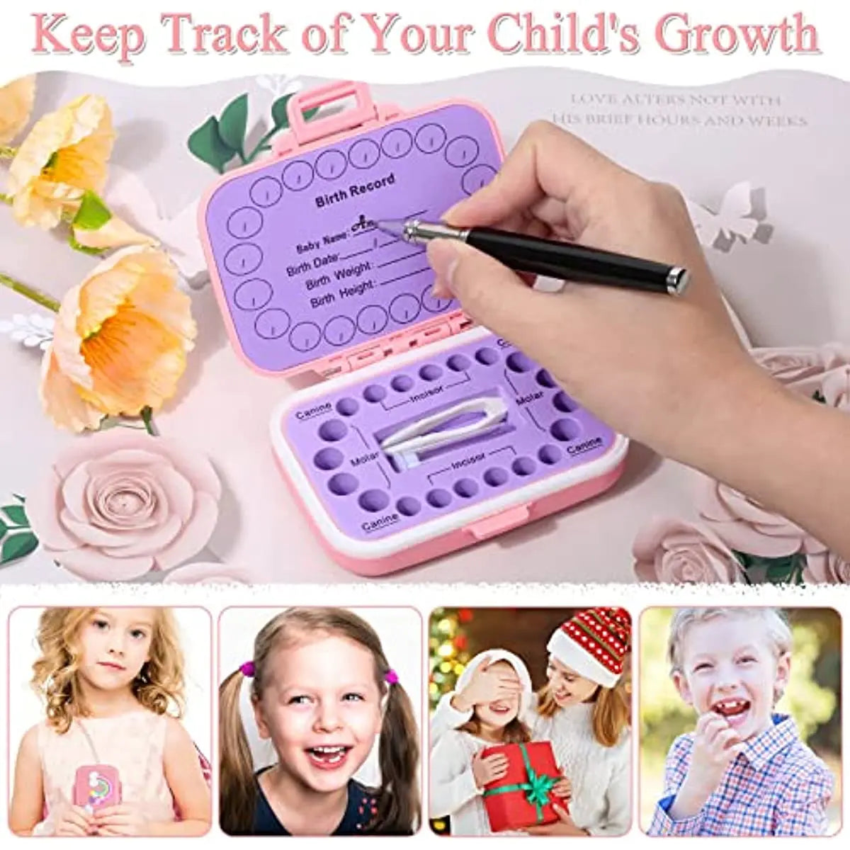 Baby Teeth Keepsake Box, Colored Tooth Holders, Container Organizer for Lost Teeth, Teeth Lanugo Storage Saver for Boys Girls