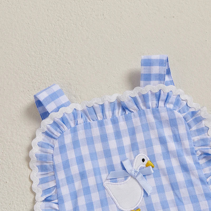 Adorable Toddler Denim Jumpsuit Sleeveless Floral Embroidery Romper for Playtime and Outdoor Adventures