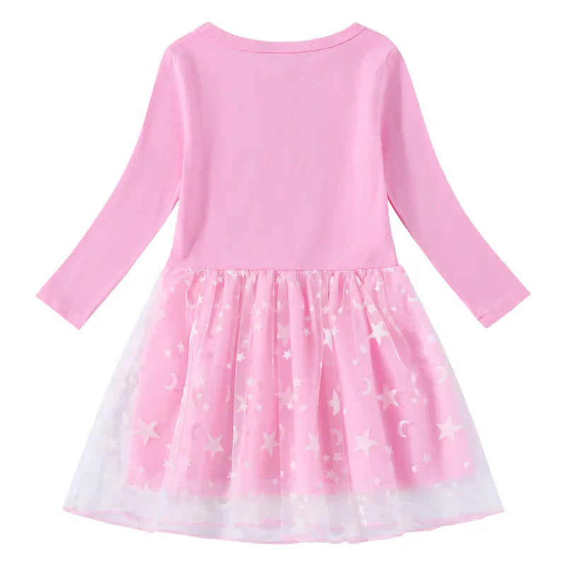 Kid Autumn Girl Long Sleeve Dress Cartoon Garden of Ban ban Gauze Fashion Children 2-7Year Girl Dress