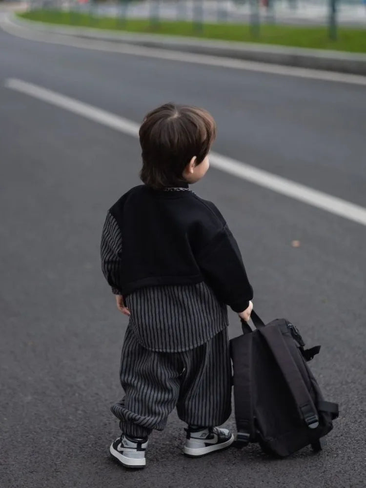 Fleece-Lined Hoodies Set Kids Clothes Boys Children's Suit for Boy Boy´s Clothing Winter 8 10 Year Old Sets Outdoor Top Bottom