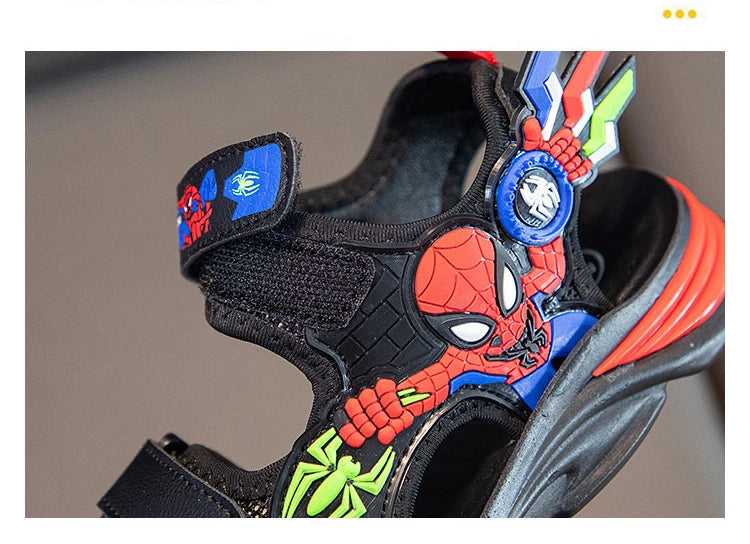 Disney Children's Cartoon Sandals Summer Boys' Beach Sandals Soft Soled Children's Sports Sandals Open Peep Toe Black Shoes