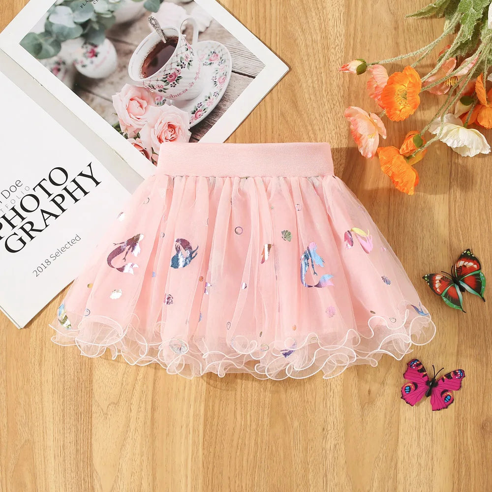 Summer New Sweet And Cute Baby Girl Skirt, Cartoon Fish Print Children'S Clothing Suitable For Babies Aged 6 Months To 3 Years