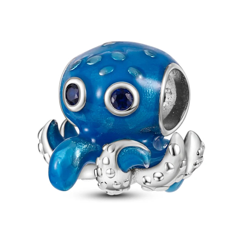 Hot Sale 925 Sterling Silver Ocean World Series Sea Turtle Starfish Little Crab Octopus Charms Bead Fit 925 Bracelet DIY Jewelry