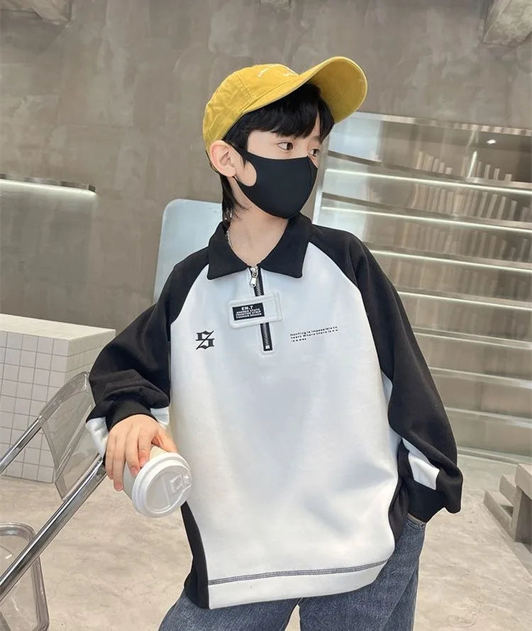 2025 New Arrival Boys' Base Layer Long Sleeve Top Spring Autumn Big & Mid Size Kids Stylish Cool Trendy Top