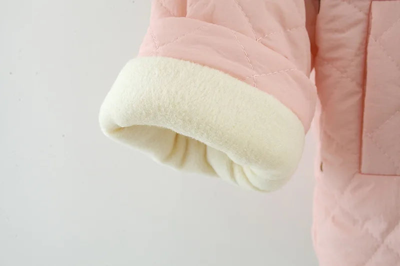 Winter New Sweet Bow Baby Girl Coat, Princess Style Thick And Warm Children'S Clothing Suitable For Babies Aged 1-4 Years