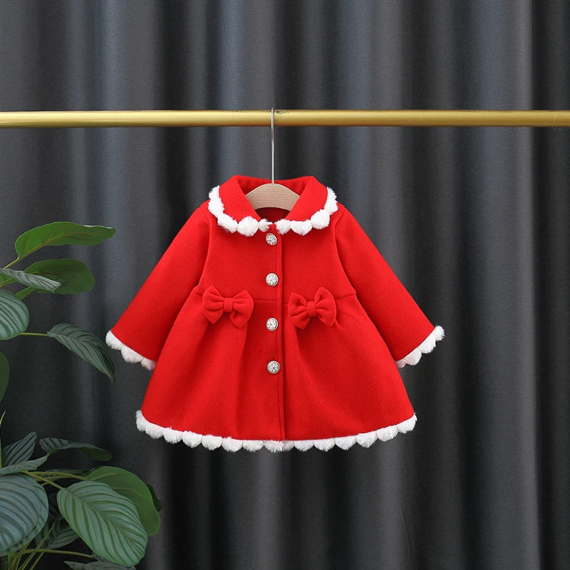(0-3 Year Old Baby Girl Long Sleeved Coat) New Sweet Bow Korean Style Children'S Clothing For Autumn And Winter