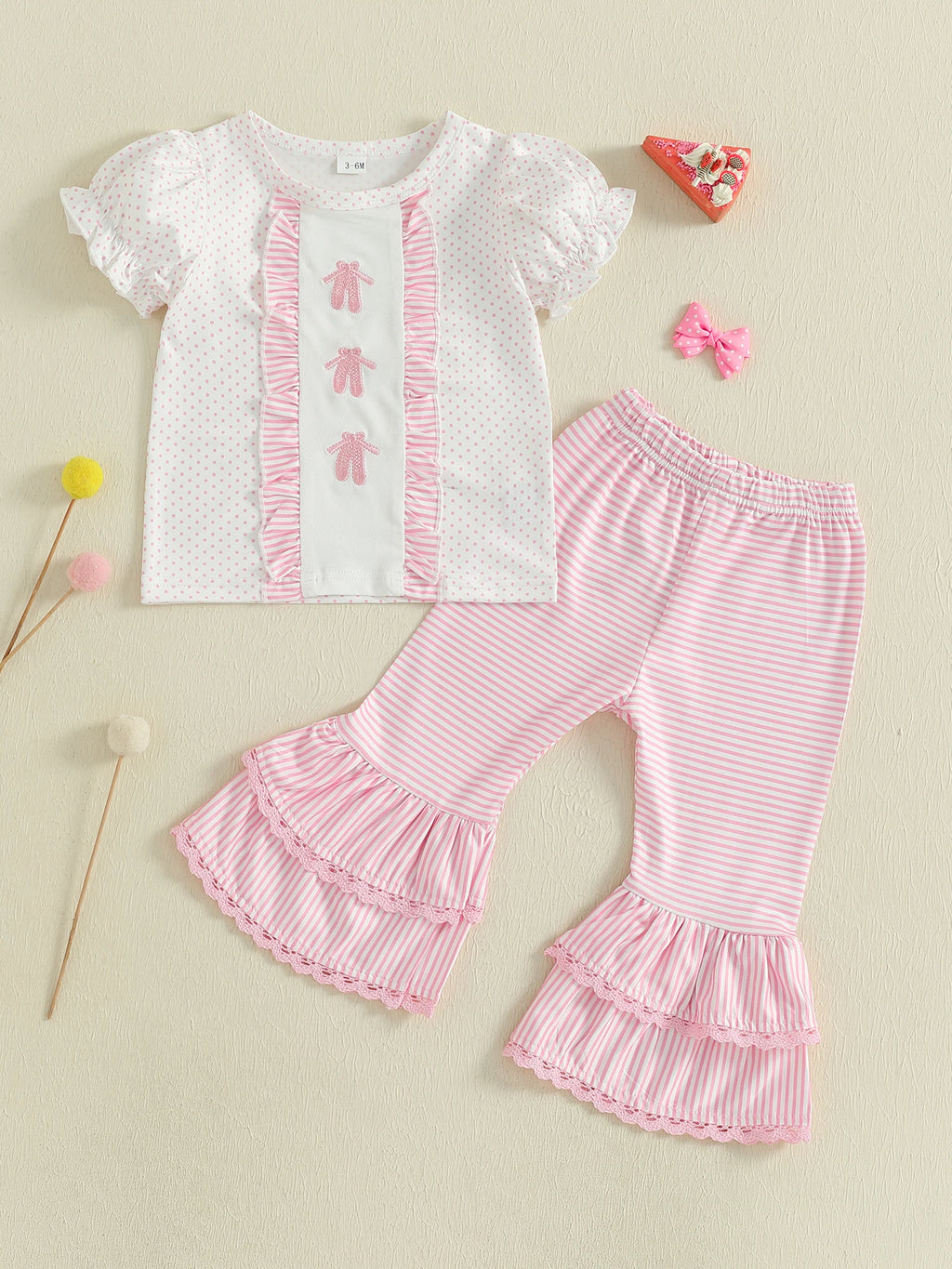 Cute Baby Girl Floral Print Romper with Bow Headband and Ruffle Bottoms 3 Piece Outfit Set for Summer Beach Party