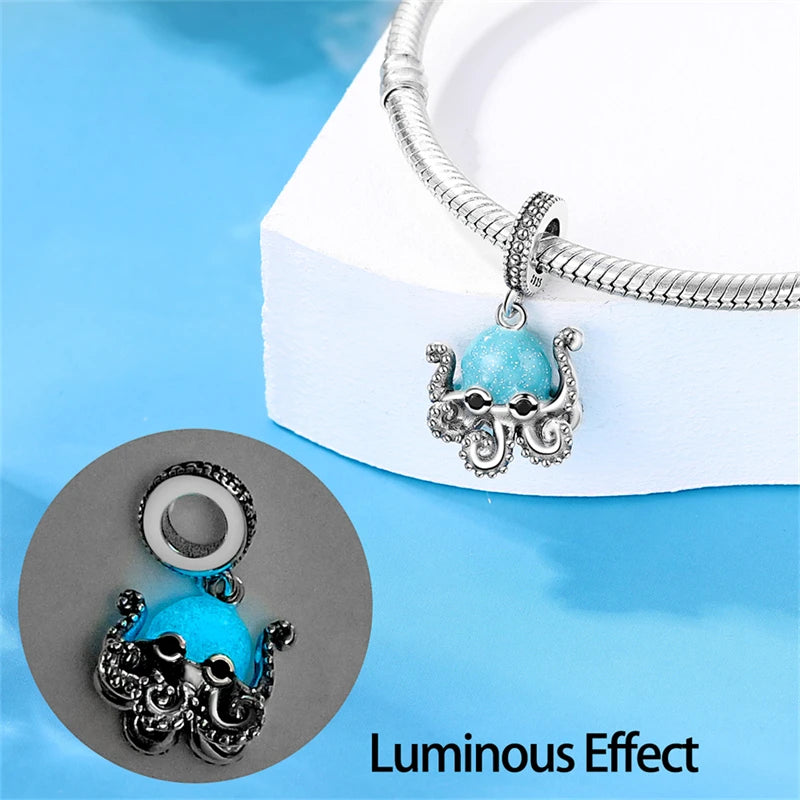 Hot Sale 925 Sterling Silver Ocean World Series Sea Turtle Starfish Little Crab Octopus Charms Bead Fit 925 Bracelet DIY Jewelry