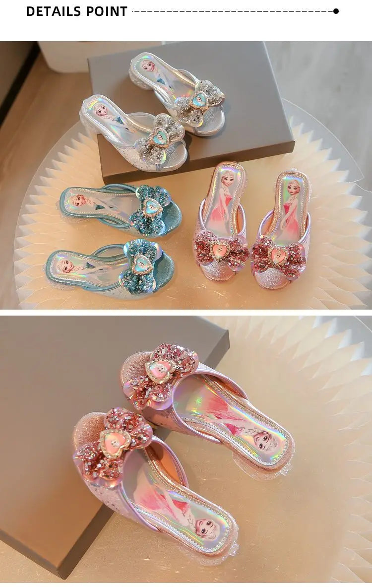 Disney Frozen Elsa Shoes For Girls Children Cartoon Princess Flats Kids Beach Home Shoes Inside Outside Slippers Size 26-36