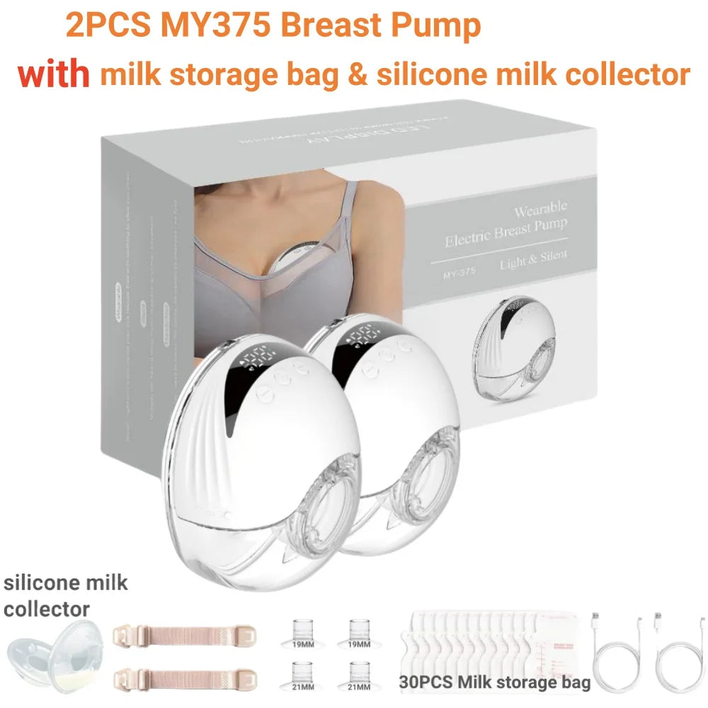 Electric Wearable Breast Milk Pump Machine Handsfree BPAFree USB Charge Painless Wireless Invisible Shelly Breast Milk Extractor