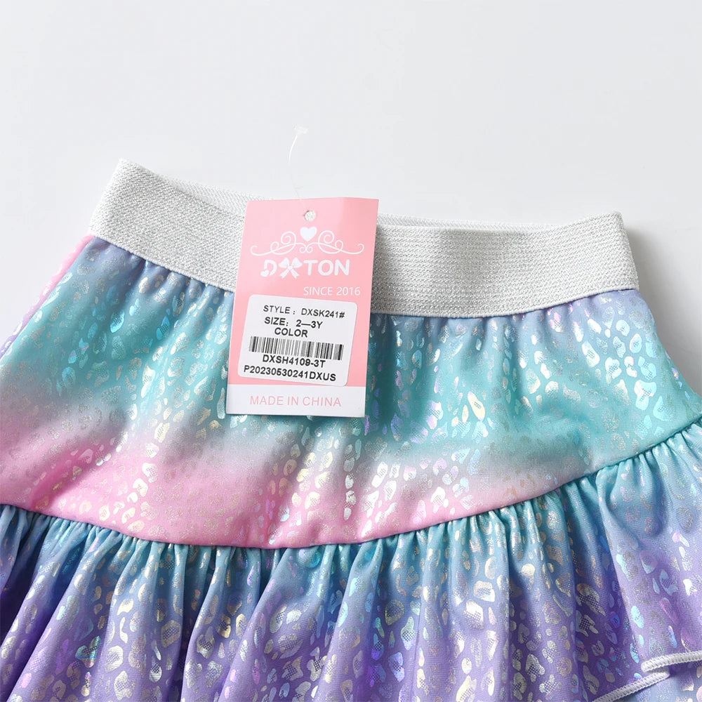 DXTON Baby Girls Skirts Children Mermaid Tutu Skirt For Girls Layers Patchwork Girls Princess Skirt Gradient Kids Party Costumes