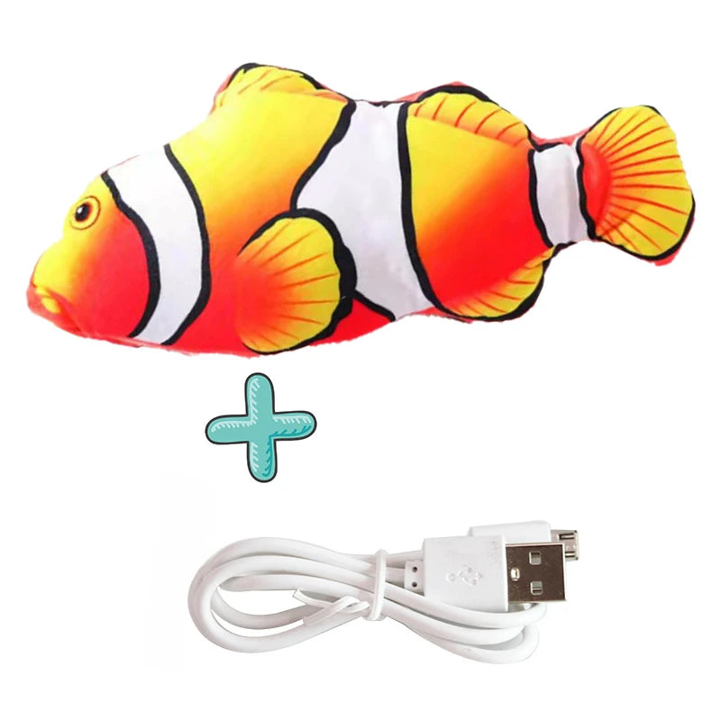 Electric Stuffed Fish Toys Funny Simulation Fish Can Bite & Move Baby Coax To Sleep Cat Pet Toy USB Rechargeable Toy for Infants