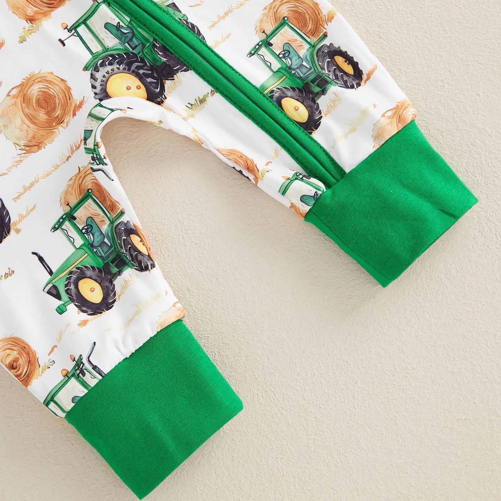 Toddler Unisex Autumn Coverall with Cute Farm Vehicle Pattern Easy Zip Closure and Cozy Crew Neck for All-Day Play