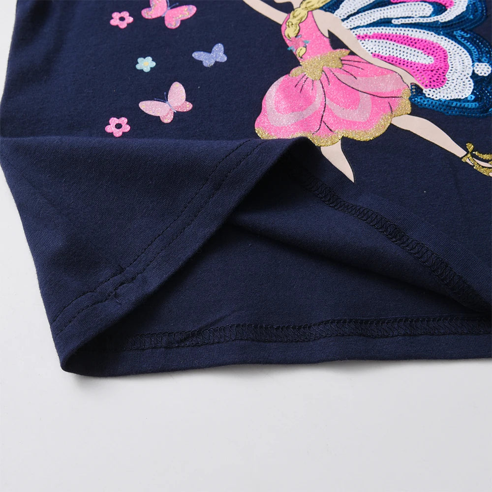 DXTON Toddlers Girls T-shirt Autumn Spring Children Long Sleeve T-shirts Floral Kids Top Tee For Girls Butterfly Cotton Clothing