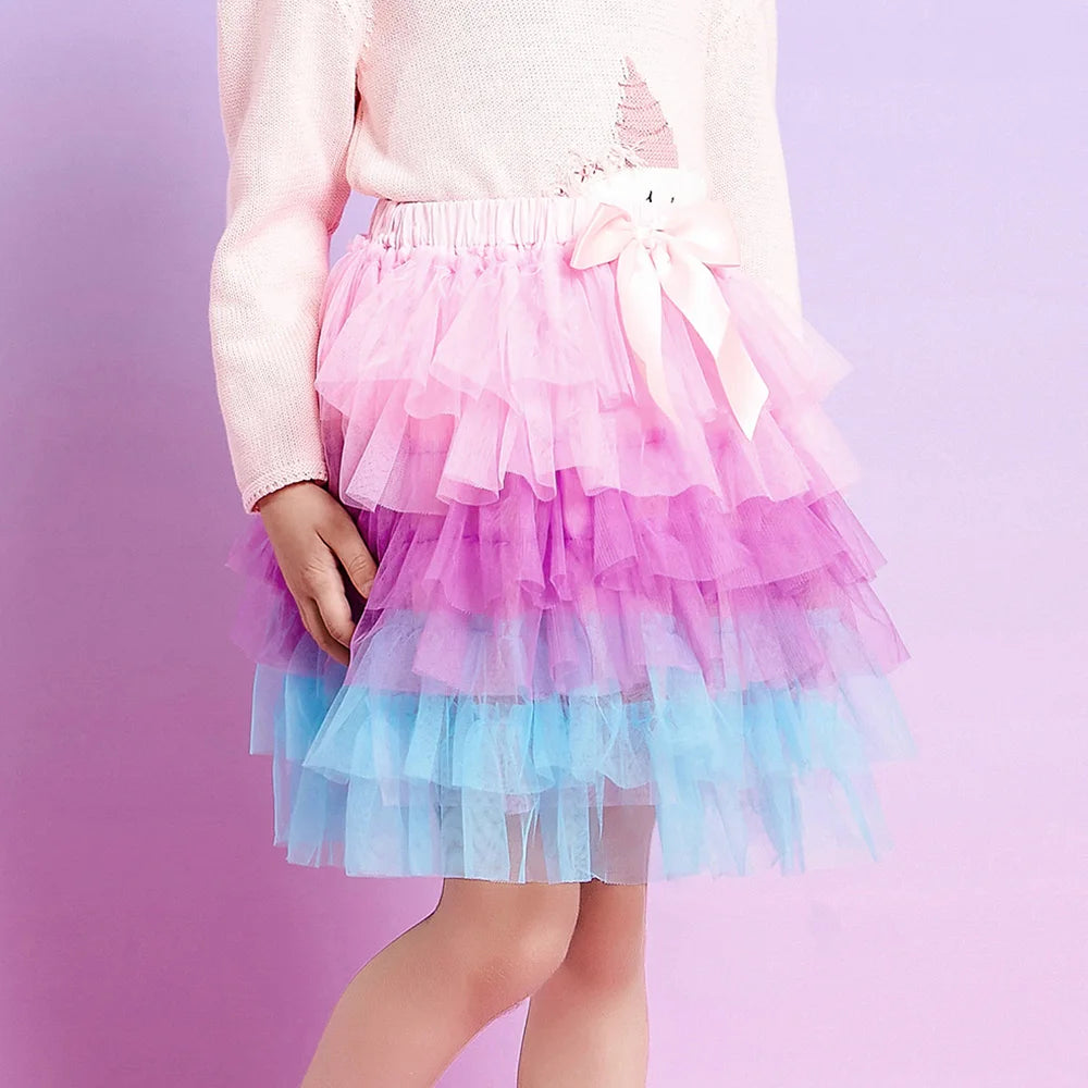 VIKITA Girls Tulle Tutu Skirts Kids Princess Layered Ball Gown Pettiskirt Ballet Dance Party Birthday Cake Sweet Mini Skirt