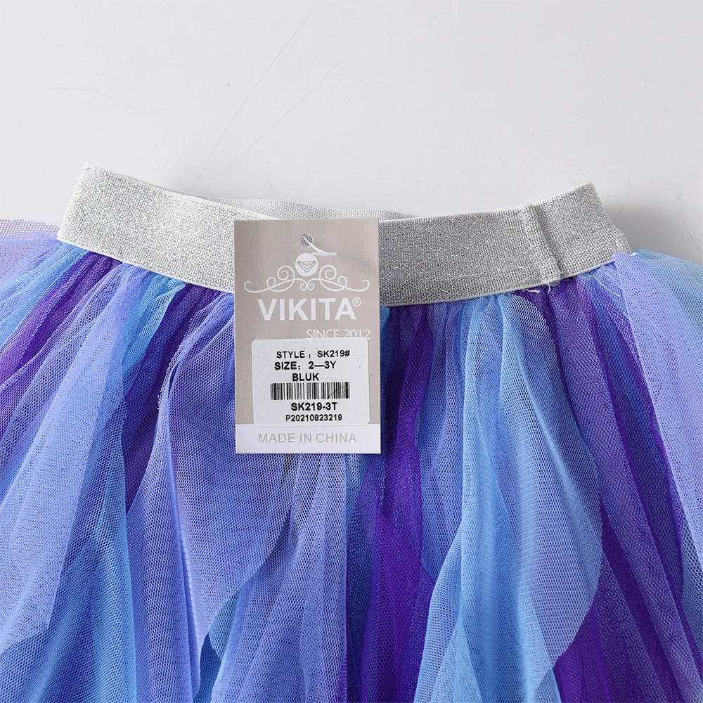 VIKITA Girls Tutu Skirts Kids Birthday Party Dance Princess Mesh Layered Tulle Cake Mini Performance Skirts Children Clothes
