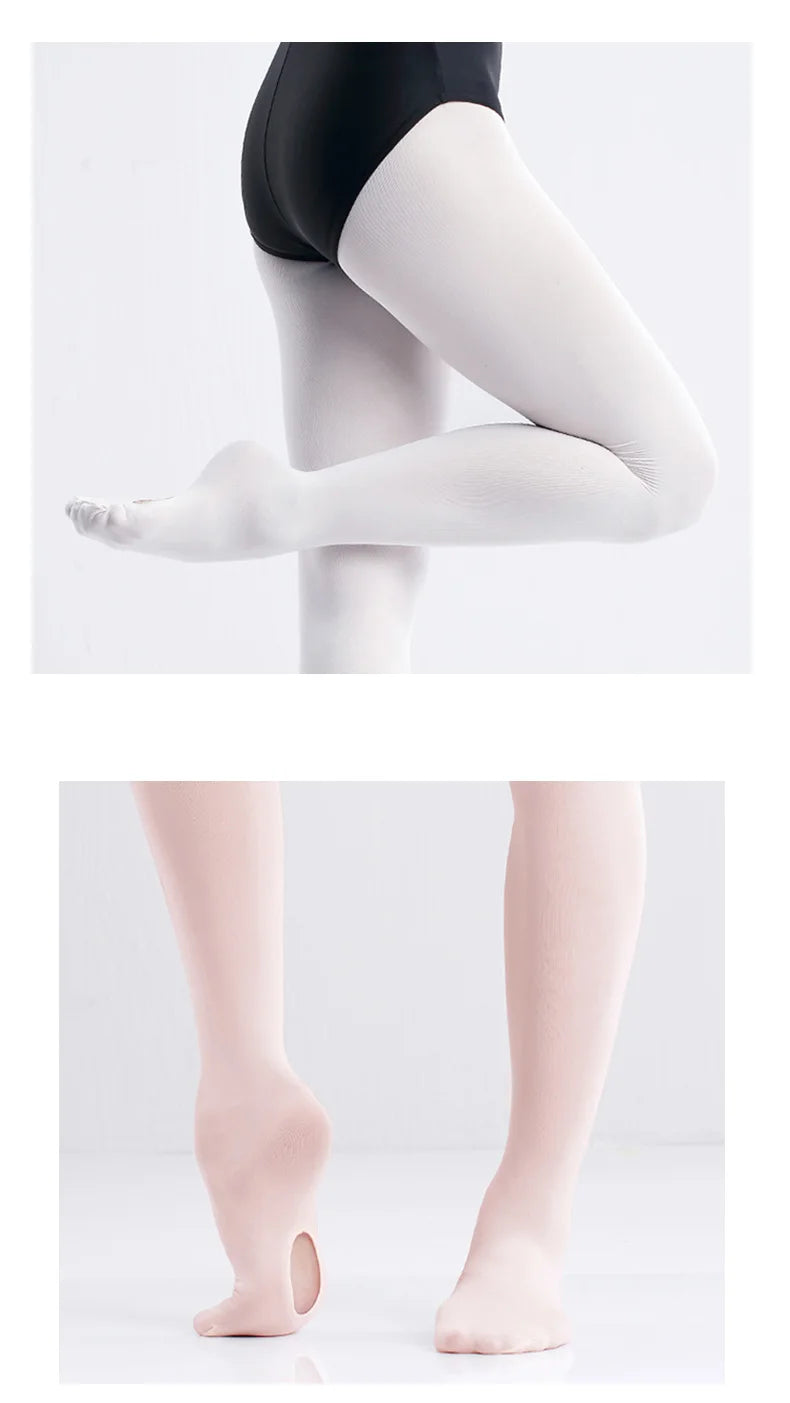 Wholesale Ballet Tights for Adults Girls Velvet Convertible Dance Stockings White Pink Ballet Pantyhose With Hole 12 Pairs