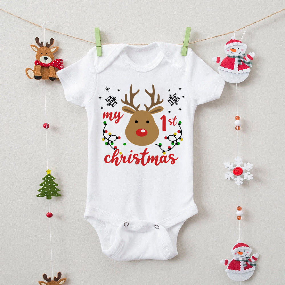 First Christmas Print Baby Bodysuits Boys Girls Xmas Cute Clothes Toddler Romper Newbron Christmas Gift Xmas Party Outfits