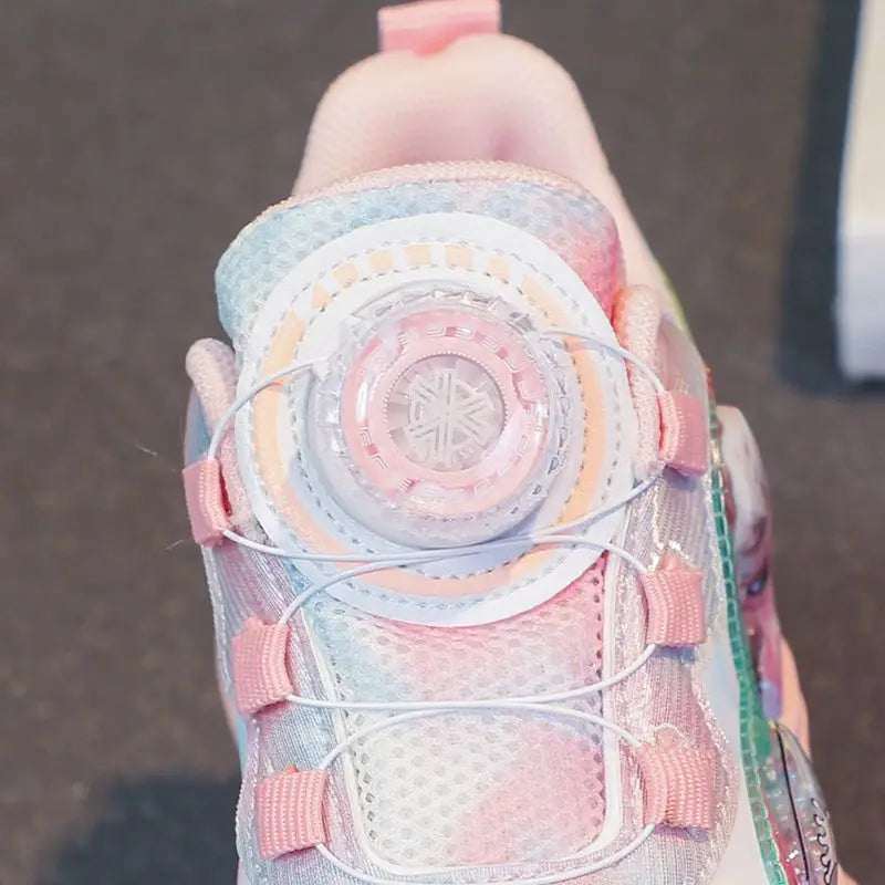 Disney LED Casual Sneakers Pink Purple For Summer Girls Frozen Elsa Princess Print Outdoor Shoes Children Lighted Non-slip Shoes