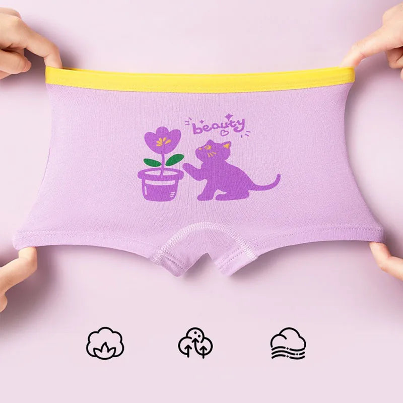 4/8 Pieces Kids Underwear Cute Princess Characters Girls Cotton Panties Washable Girls Boyshort Breathable Children Boxer Briefs