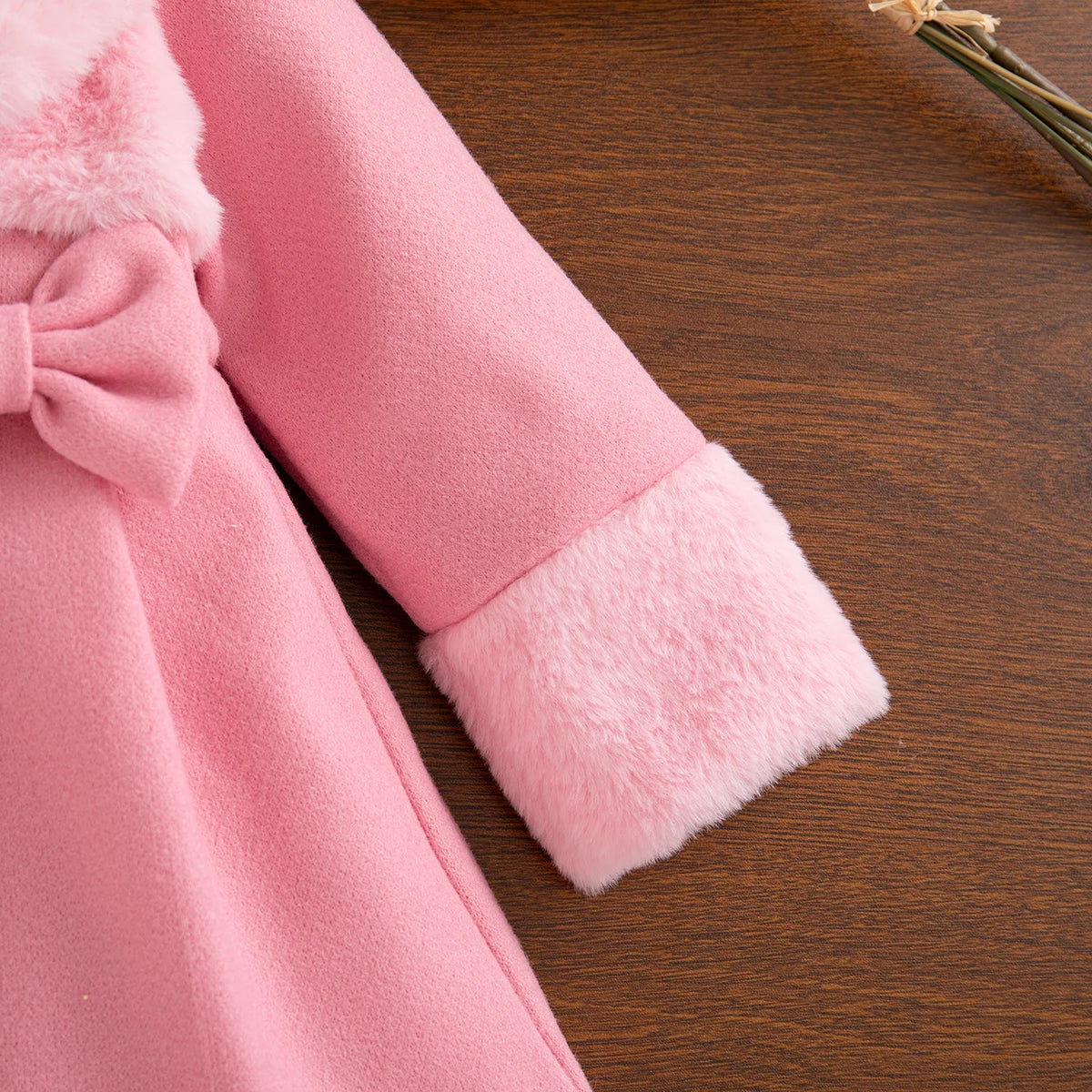 Winter New Pink Bow Baby Girl Coat, Sweet And Cute Children'S Clothing Suitable For Babies Aged 6 Months To 3 Years Old