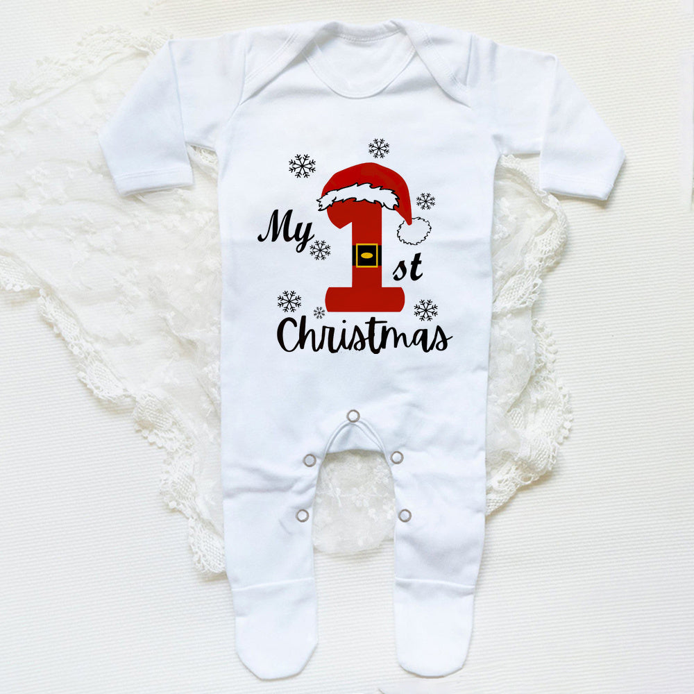 First Christmas Babygrow Sleepsuit Xmas Infant Sleepsuit Boys Girls Cute Clothes Toddler Christmas Gift Baby Xmas Party Outfits