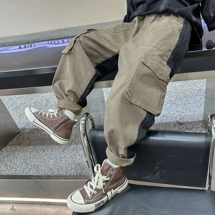 Boys' Cargo Pants 2025 Spring Autumn K-Fashion Loose Fit Tween Boys Stylish Casual Long Jeans Pants