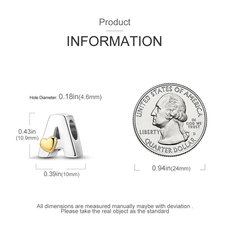 925 Sterling Silver DIY Alphabet Charms Beads LOVE Heart Letter Fit Original Bracelet Bangle Necklace Jewelry Marking Gift