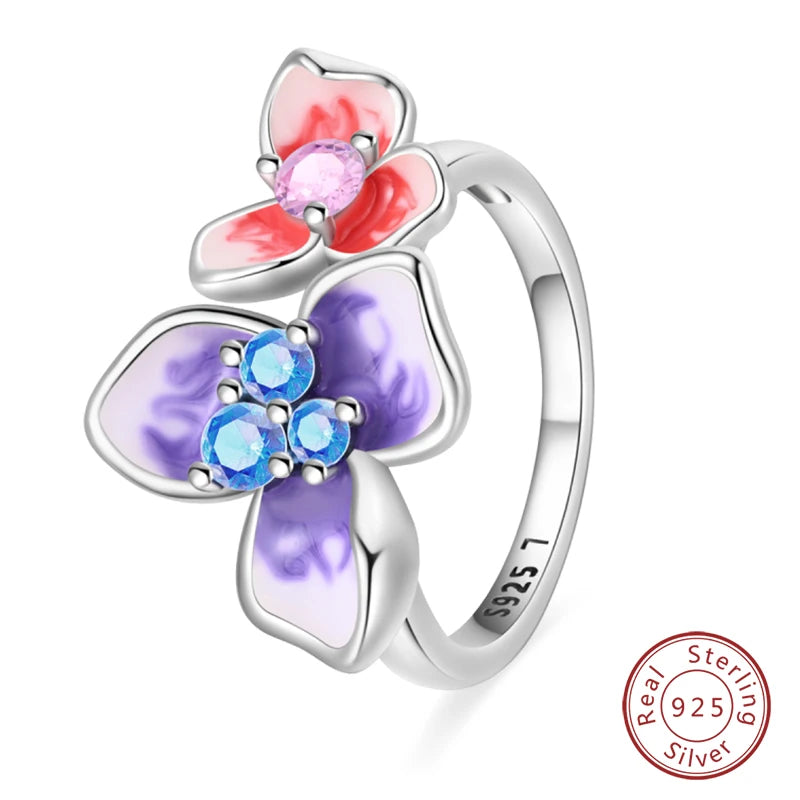 New Rings For Women 100% 925 Sterling Silver Star Moon Colorful Zircon Rings Fine Wedding Engagement Birthday Jewelry Gifts