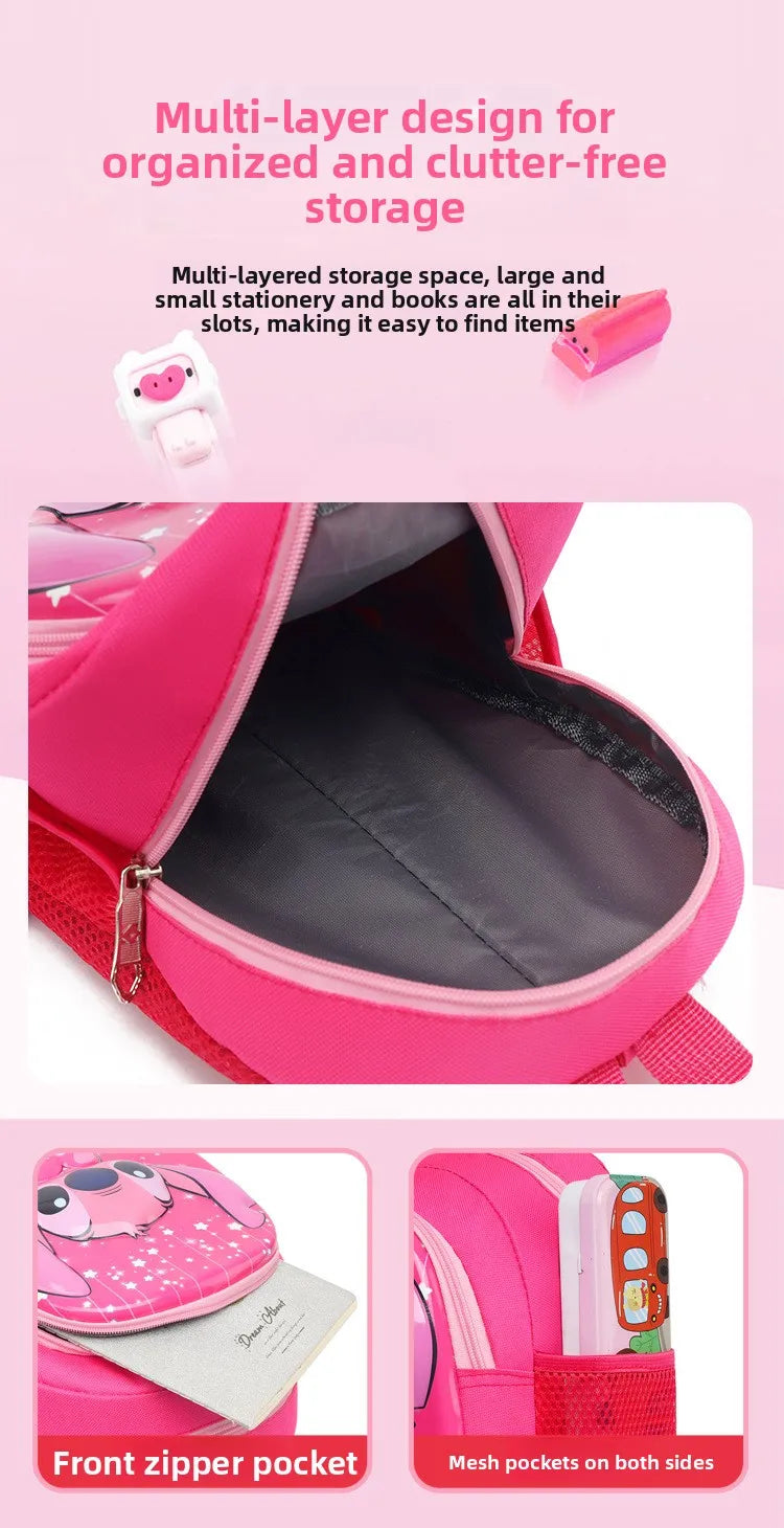 Disney Stitch New Kindergarten Schoolbag Cartoon Cute Boys and Girls Backpack High Quality Fashion Children's Schoolbag Light