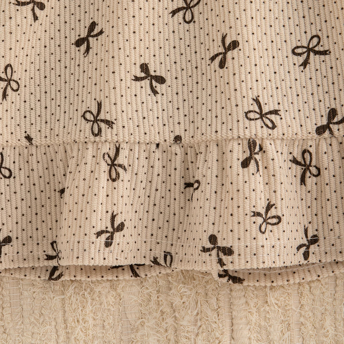 Spring And Autumn New Sweet Bow Baby Girl Dress, Cute Fake Two Piece Children'S Long Sleeve Clothes (9 Months -3 Years Old)