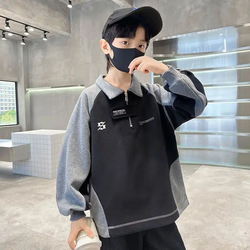 2025 New Arrival Boys' Base Layer Long Sleeve Top Spring Autumn Big & Mid Size Kids Stylish Cool Trendy Top