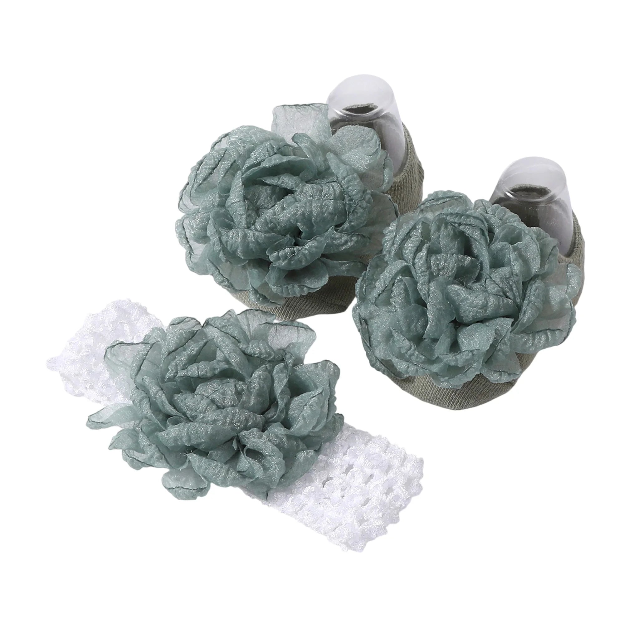 Adorable Baby Girls Hair Bow Clips and Socks Set Sweet Floral Headbands and Ankle Socks Infant Christening Outfit Accessory