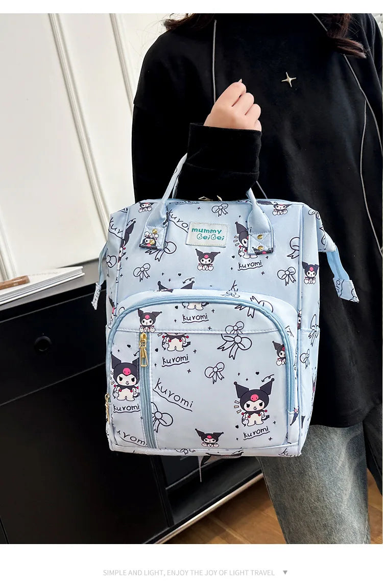 Kuromi New Diaper Bag Backpack Cartoon Cute Baby Diaper Bag Backpack Multifunctional Fashion Lightweight Baby Bag Large Capacity
