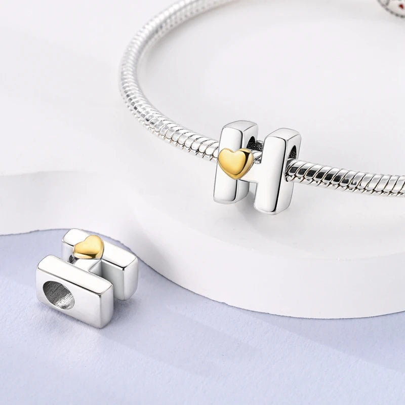925 Sterling Silver DIY Alphabet Charms Beads LOVE Heart Letter Fit Original Bracelet Bangle Necklace Jewelry Marking Gift