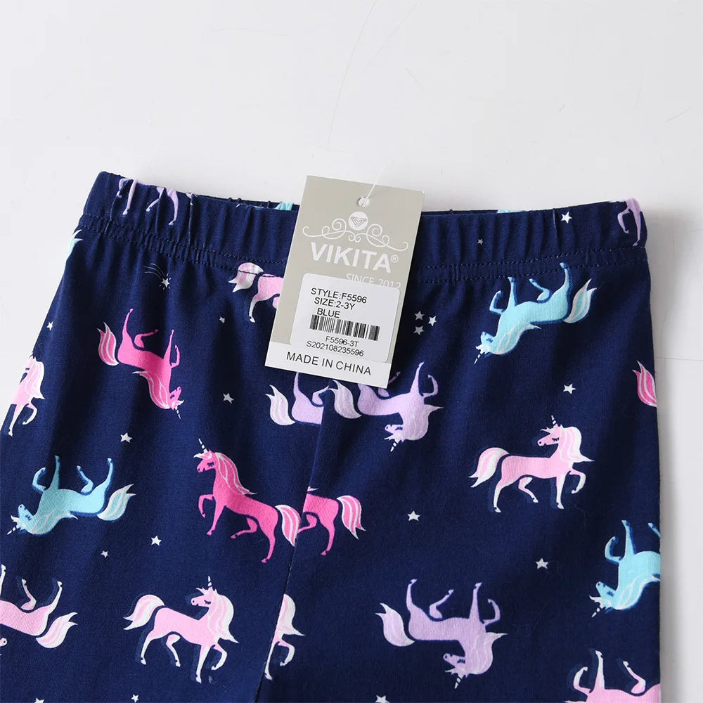 VIKITA Girls Unicorn Leggings Kids Cotton Casual Sports Trousers Tights Pants for Girls Cartoon Skinny Leggings Girl's Pants