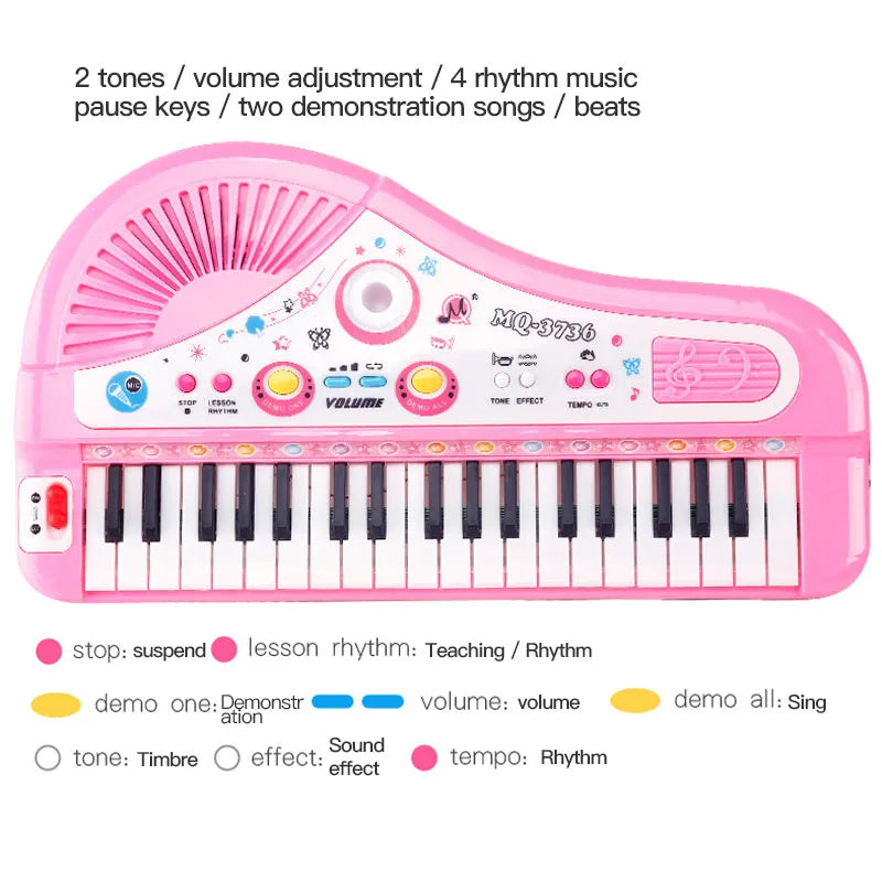 37 Keys Kids Electronic Piano Organ keyboard with Microphone Education Toys Musical Instrument Children Boy Girl Gifts