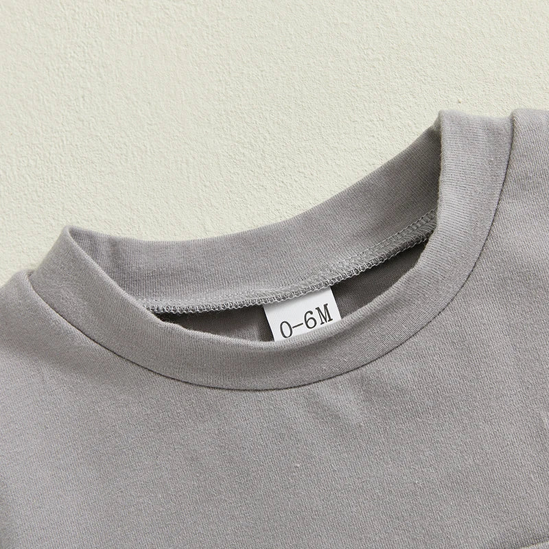 Cute Infant Boy Casual Wear Solid Color Tee and Plaid Shorts Set for Hot Weather 2 Piece Outfit for Toddlers