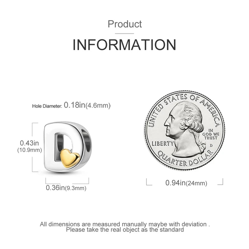 925 Sterling Silver DIY Alphabet Charms Beads LOVE Heart Letter Fit Original Bracelet Bangle Necklace Jewelry Marking Gift