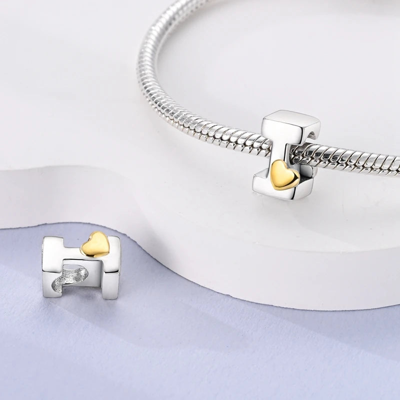 925 Sterling Silver DIY Alphabet Charms Beads LOVE Heart Letter Fit Original Bracelet Bangle Necklace Jewelry Marking Gift