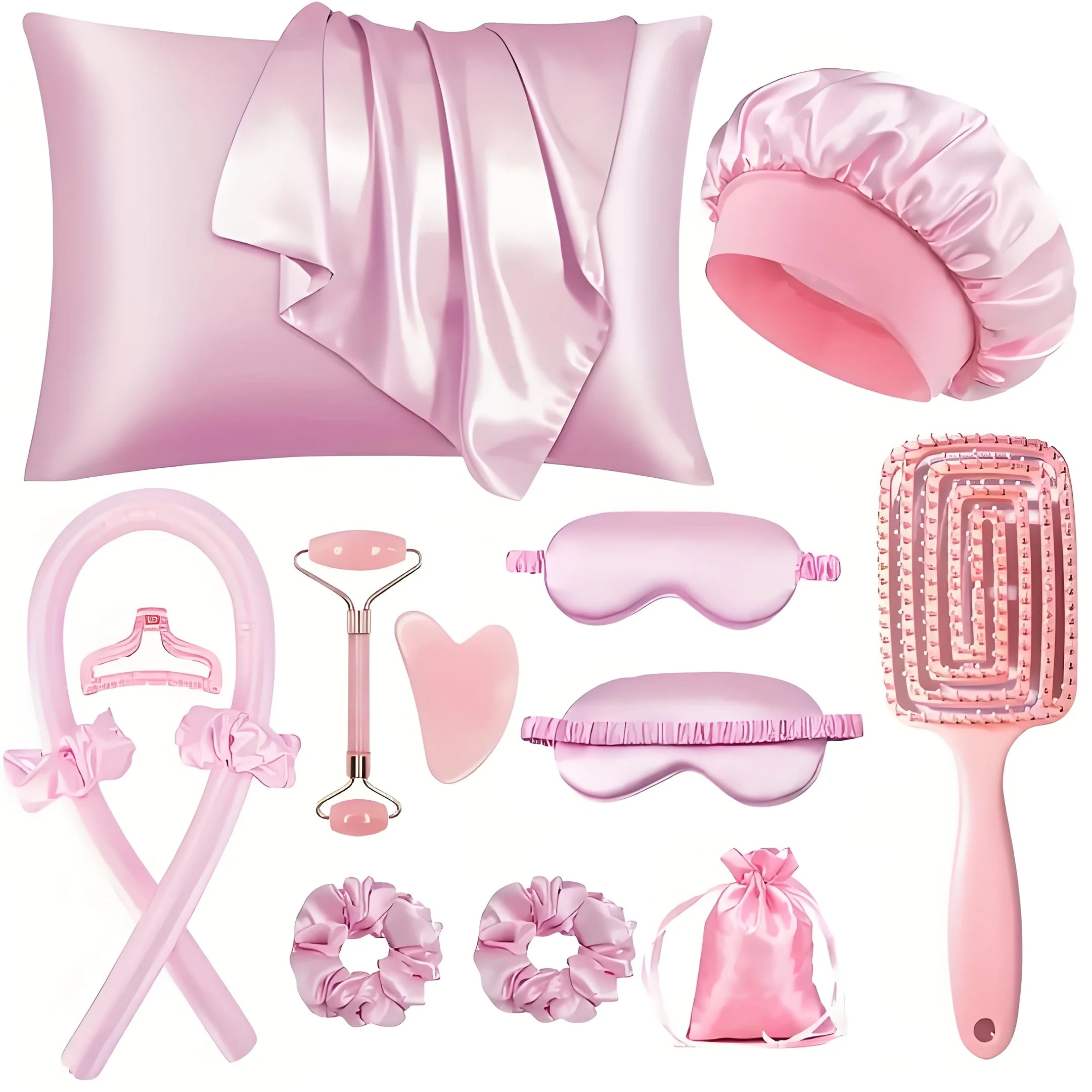 Styling Kit - Heatless Silk Curler with Sleeping Mask and Shower Cap for Women and Girls Beauty Kit for Travel and Home