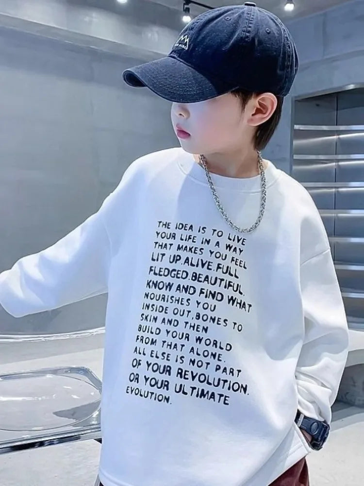 Letter Print T Shirt for Boy Kids T Shirts 2025 New Children's Clothing Boys T Shirt Clothes Top 7 8 Years From 12 Child 14 Tee