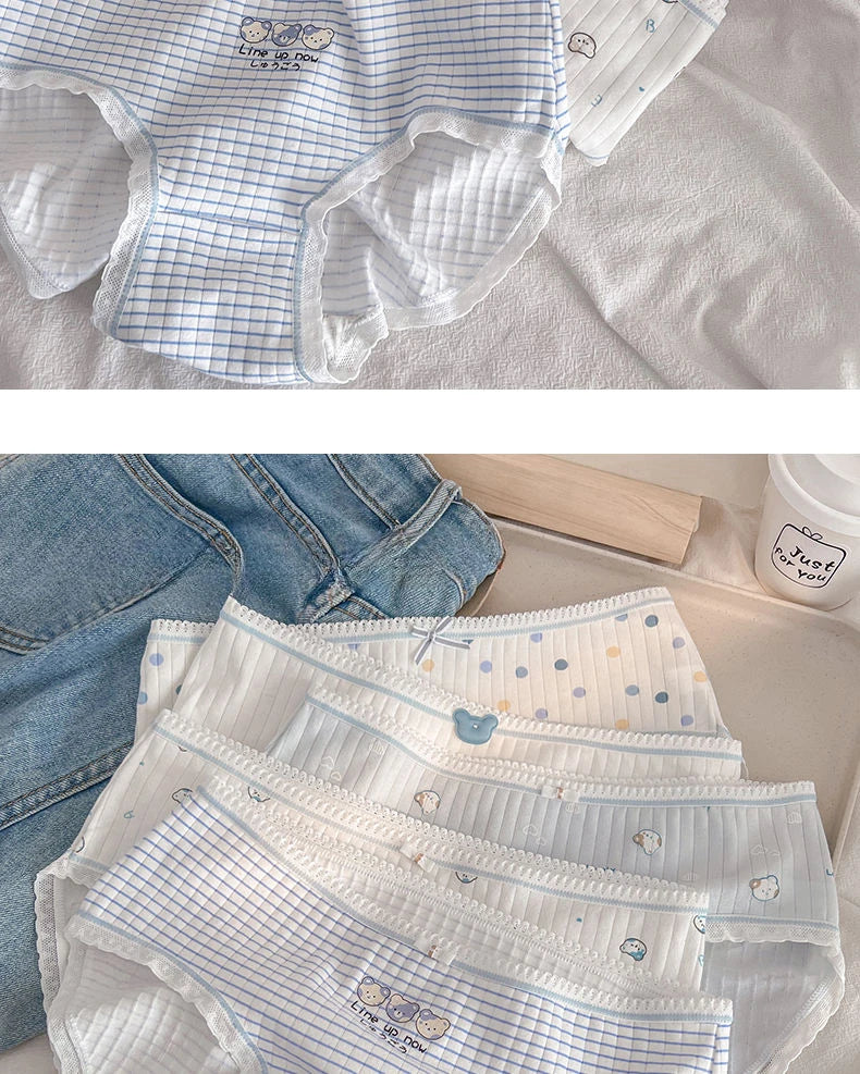 5PCS Kid Cotton Antibacterial Panties Girl Cute Cartoon Briefs 3-8Y Young Children Underwears Baby Soft Thin Breathable Knickers