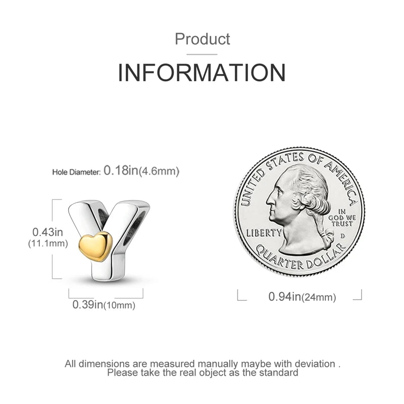 925 Sterling Silver DIY Alphabet Charms Beads LOVE Heart Letter Fit Original Bracelet Bangle Necklace Jewelry Marking Gift