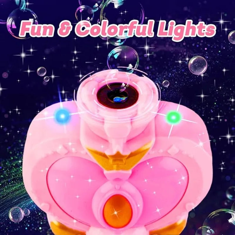 Magic Wand Bubble Machine with Solution for Boys and Girls Toy Bubble Blower With Princess & Fairy Stick Electric Bubble Machine