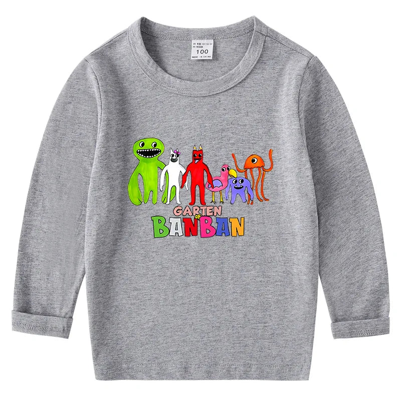 Hot Game Garden of Banban Print Cartoon 2-8Year Kids T-shirt Girls Clothes Spring Baby Boys Long Sleeve T shirt Children Tops