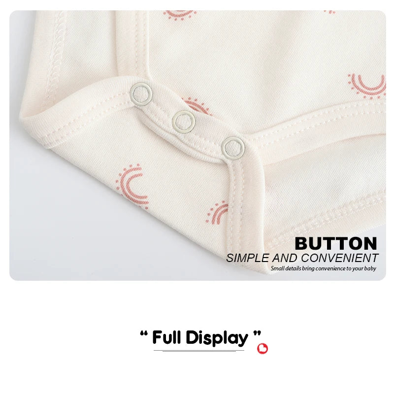 Kiddiezoom 5 Piece Summer Fashion Cartoon Boys and Girls Bodysuits 100% Cotton Soft Newborn Bodysuit Set Gift