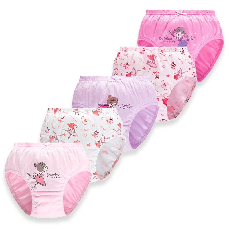 5Pcs/Set Children Underwear For Girls Cotton Soft Baby Girl Briefs Cute Cartoon Kids Triangle Underpants Exquisite Box Packaging