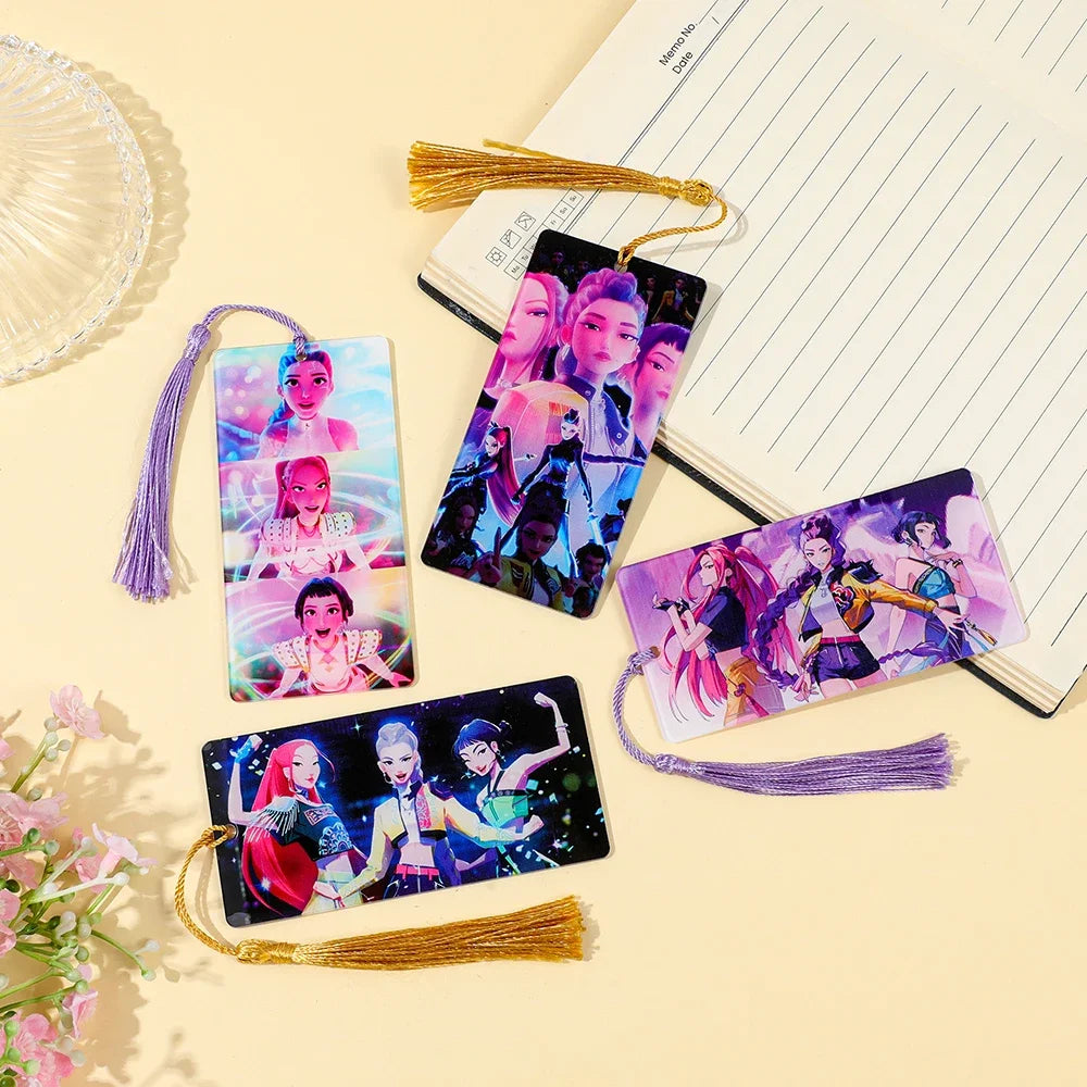 Kpop Demon Hunters Huntrix Cartoon Bookmarks  Anime Cute Stationery for Kpop Fans & Book Lovers, School Supplies Page Markers